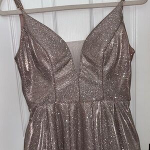 B Darlin Glittering Silver Dress